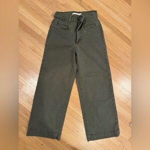 Levi’s Ribcage Wide Leg Cropped Pants - Olive Green, Size 24